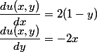 \dfrac{du(x,y)}{dx}=2(1-y)\\\dfrac{du(x,y)}{dy}=-2x